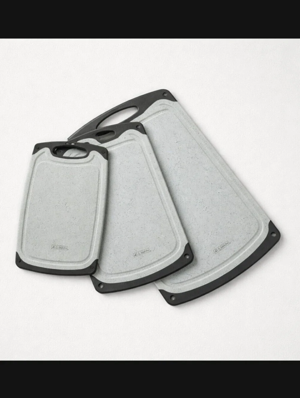 41 & Main Gray Speckled Cutting Board Set with Black Handles - 3 Piece